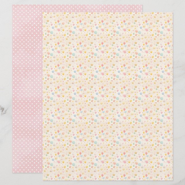 Vintage Easter Eggs Scrapbook Paper (Voorkant / Achterkant)