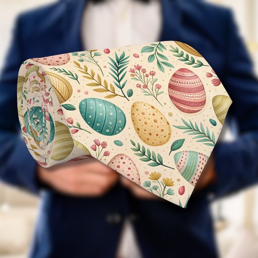 Vintage Easter Eggs with Floral Buds Stropdas