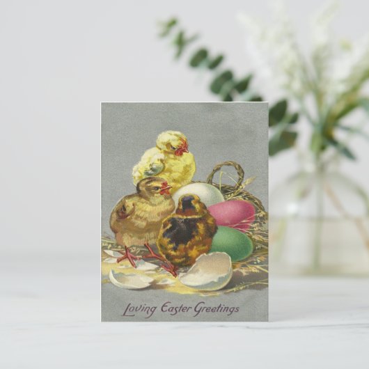 Vintage Easter Greetings 1909 Feestdagenkaart (Staand voorkant)