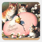 Vintage Easter Greetings Vierkante Sticker (Voorkant)