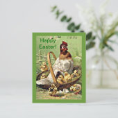 Vintage Easter Hen and Chicks in Basket Feestdagenkaart (Staand voorkant)