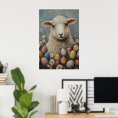Vintage Easter Lamb Print, Farmhouse Spring Poster (Thuiskantoor)