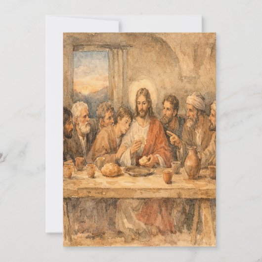 Vintage Easter Last Supper Greeting Card Feestdagenkaart (Voorkant)
