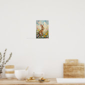 Vintage Easter Meadow Bunny Art Poster (Keuken)