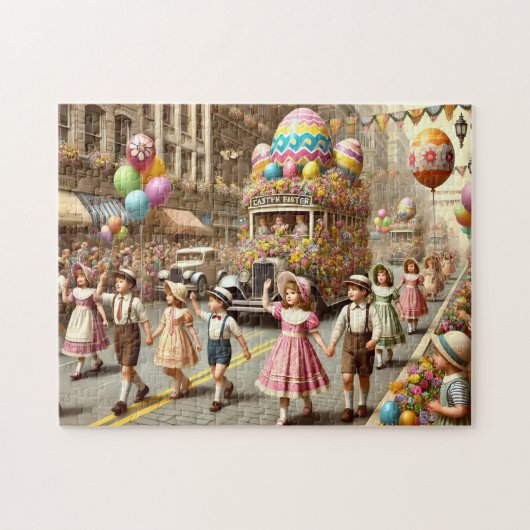 Vintage Easter Parade Retro Springtime Celebration Legpuzzel (Horizontaal)