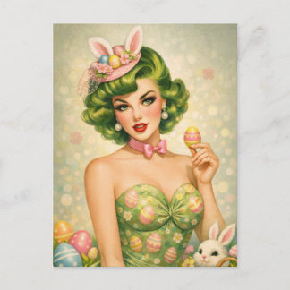 Vintage Easter Pin-Up Postcard Feestdagenkaart