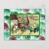 Vintage Easter, Rabbit at home Feestdagenkaart (Voorkant)