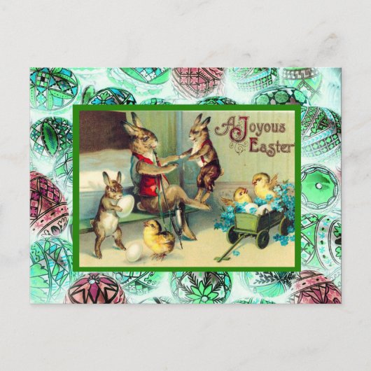 Vintage Easter, Rabbit at home Feestdagenkaart (Voorkant)