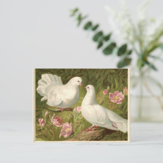 Vintage Easter White Doves Feestdagenkaart (Staand voorkant)