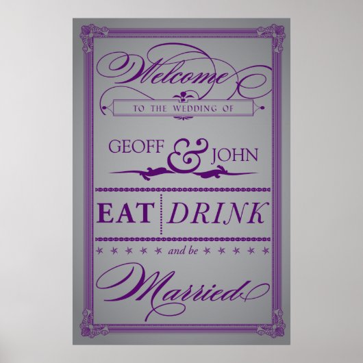 Vintage "Eat, Drink, en zijn getrouwd" Poster (Voorkant)