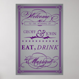 Vintage "Eat, Drink, trouwen" Poster