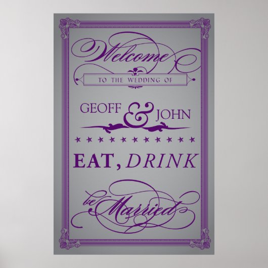 Vintage "Eat, Drink, trouwen" Poster (Voorkant)
