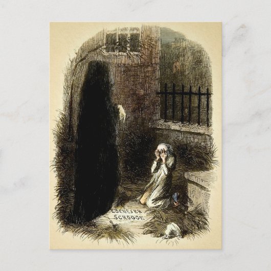 Vintage Ebenezer Scrooge Briefkaart (Voorkant)