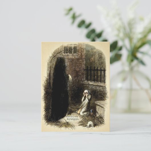 Vintage Ebenezer Scrooge Briefkaart (Staand voorkant)
