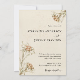 Vintage Edelweiss Floral Wedding Invitation Kaart