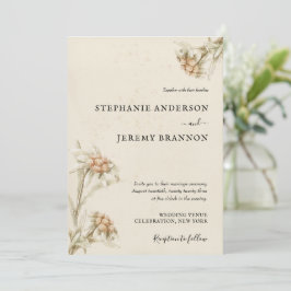 Vintage Edelweiss Floral Wedding Invitation Kaart