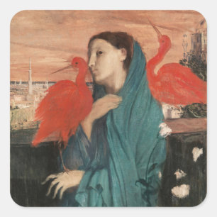 Vintage Edgar Degas Jonge vrouw met Ibis Kunst Vierkante Sticker