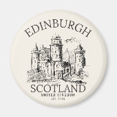 Vintage Edinburgh | Castle Retro Design Magneet (Voorkant)