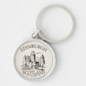 Vintage Edinburgh | Castle Retro Design Sleutelhanger (Voorkant)