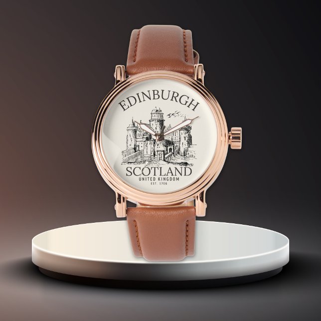 Vintage Edinburgh Castle | United Kingdom  Horloge (Creator heeft geüpload)