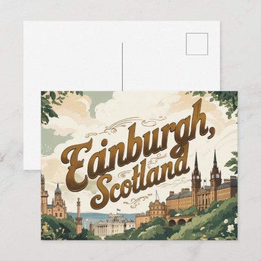 Vintage Edinburgh Charm Briefkaart (Voorkant / Achterkant)