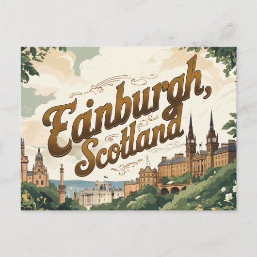 Vintage Edinburgh Charm Briefkaart (Voorkant)