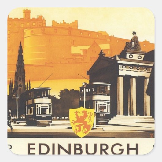 Vintage Edinburgh LNER Vierkante Sticker (Voorkant)
