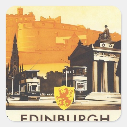 Vintage Edinburgh LNER Vierkante Sticker (Voorkant)