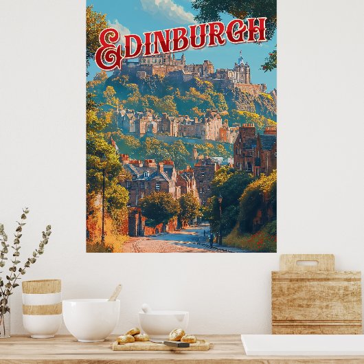 Vintage Edinburgh Poster (Keuken)
