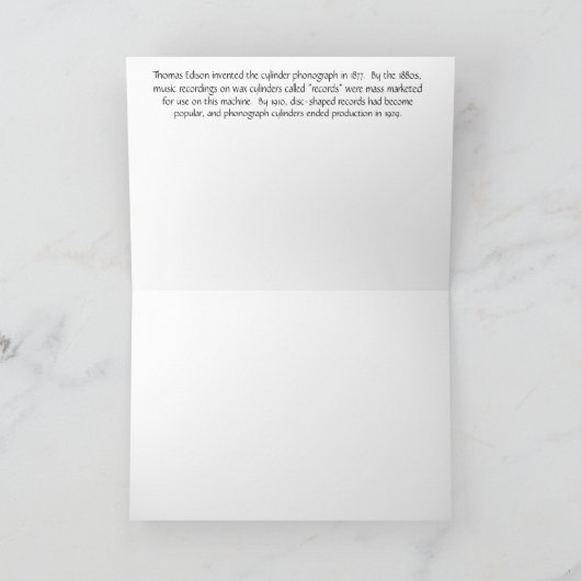 Vintage Edison Cylinder Phonograph, Kaart (Binnen)