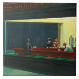 Vintage Edward Hopper Nighthawks Diner Poster Tegeltje