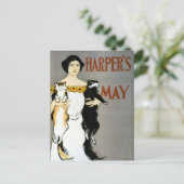 Vintage Edward Penfield CAT LADY Briefkaart (Staand voorkant)