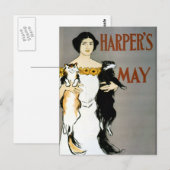 Vintage Edward Penfield CAT LADY Briefkaart (Voorkant / Achterkant)