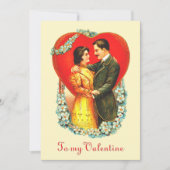 Vintage Edwardiaans Paar Bloemhart Valentijn Feestdagenkaart (Voorkant)