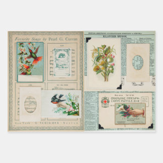 Vintage Edwardiaanse afbeeldingen Inpakpapier Vel