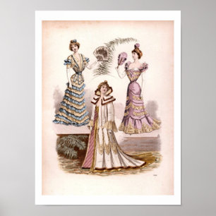Vintage Edwardian Costume Mode Illustratie Poster