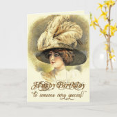 Vintage Edwardian Dame Birthday Card Kaart (Gele Bloem)