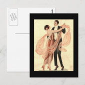 Vintage Edwardian Dansend Couple Briefkaart (Voorkant / Achterkant)