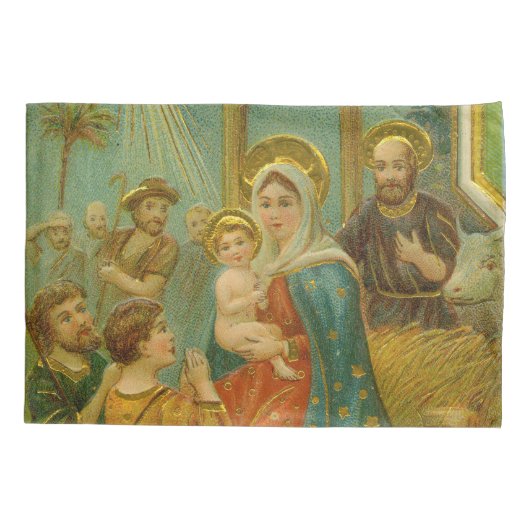 Vintage Edwardian Era Nativity Christmas Card Kussensloop (Achterkant)