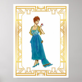 Vintage Edwardian Gown Mode kunst Poster