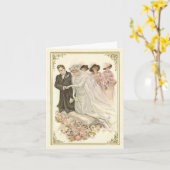 Vintage, Edwardian Huwelijk Notecard Kaart (Gele Bloem)