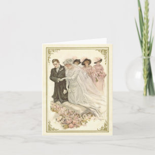 Vintage, Edwardian Huwelijk Notecard Kaart