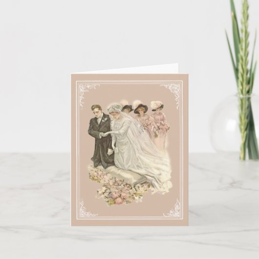 Vintage, Edwardian Huwelijk Notecard Kaart (Voorkant)