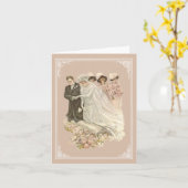 Vintage, Edwardian Huwelijk Notecard Kaart (Gele Bloem)
