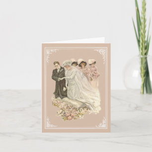 Vintage, Edwardian Huwelijk Notecard Kaart