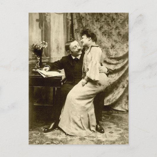 Vintage Edwardian Romantic Couple Briefkaart (Voorkant)