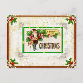 Vintage Edwardian Santa KerstBriefkaart Feestdagenkaart