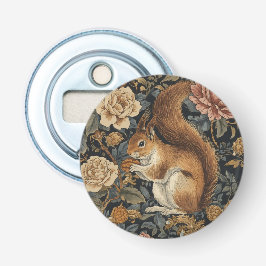 Vintage eekhoorn en bloemenpatroon button flesopener