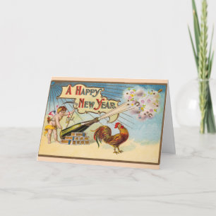 Vintage - een gelukkig nieuwjaar , kaart