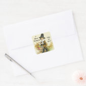 Vintage Een gezegende Thanksgiving Vierkante Sticker (Envelop)